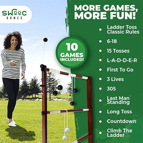 Wooden Ladder Ball Game Set by Swooc Games