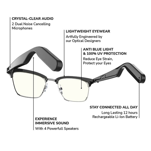 Lucyd Electra Blue Light Bluetooth Smart Glasses | Brookstone