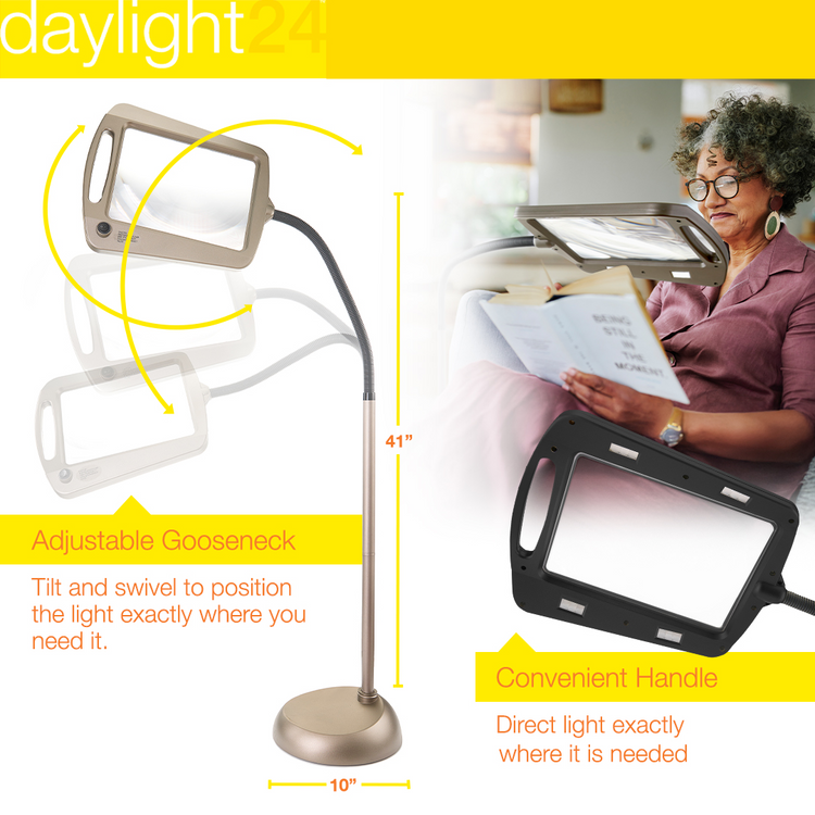 Daylight24 Full Page Magnifier Floor Lamp - Black Finish