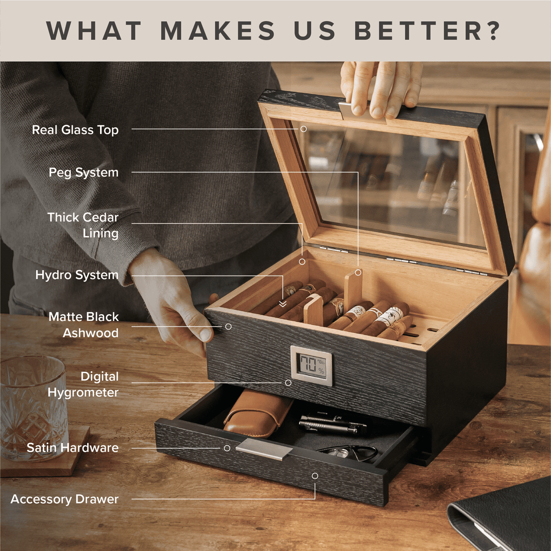 Mill Glass Top Humidor by Case Elegance