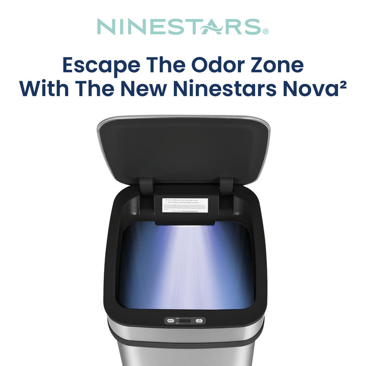 13 Gallon | Nova² Squared UV Odor Neutralizing Smart Kitchen Trash Can | ONT-50-82 Black Trim