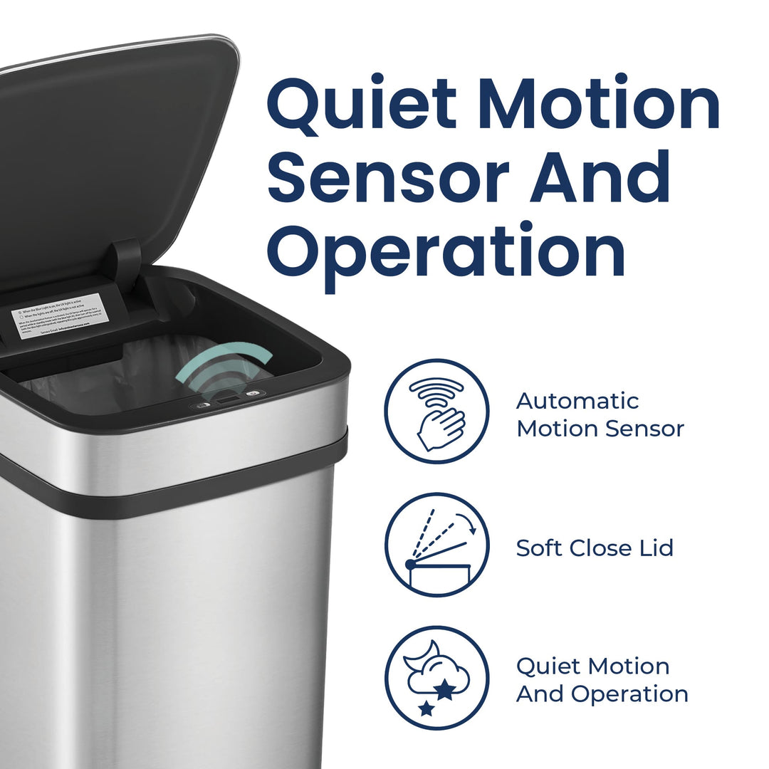 13 Gallon | Nova² Squared UV Odor Neutralizing Smart Kitchen Trash Can | ONT-50-82 Black Trim