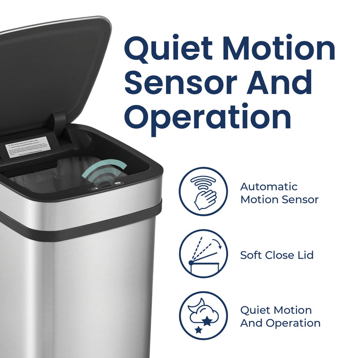 13 Gallon | Nova² Squared UV Odor Neutralizing Smart Kitchen Trash Can | ONT-50-82 Black Trim