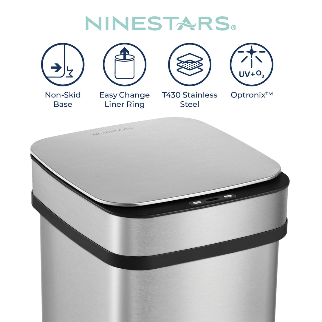 13 Gallon | Nova² Squared UV Odor Neutralizing Smart Kitchen Trash Can | ONT-50-82 Black Trim