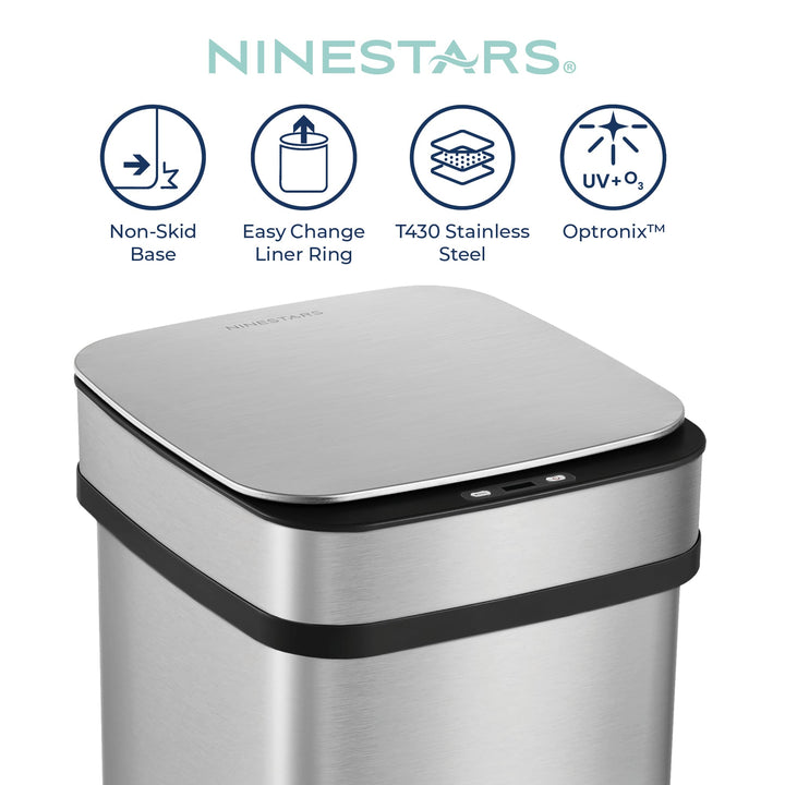 13 Gallon | Nova² Squared UV Odor Neutralizing Smart Kitchen Trash Can | ONT-50-82 Black Trim