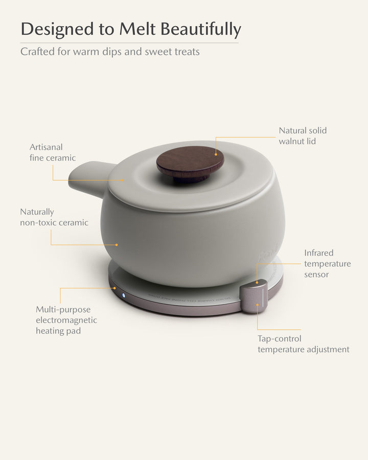 Fondi Self-Heating Fondue Set - Soft Gray