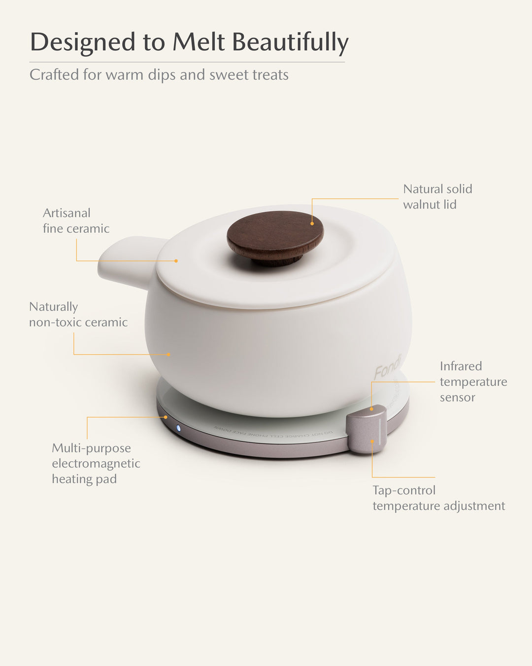 Fondi Self-Heating Fondue Set - Jasmine White