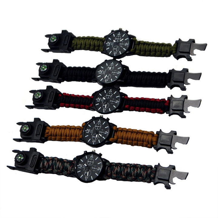 Outdoor Multi Function Camping Survival Watch Bracelet Tools With LED Light