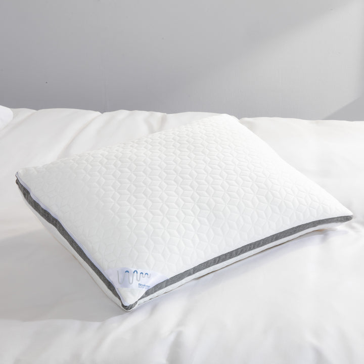 White pillow with gray edge on a white background