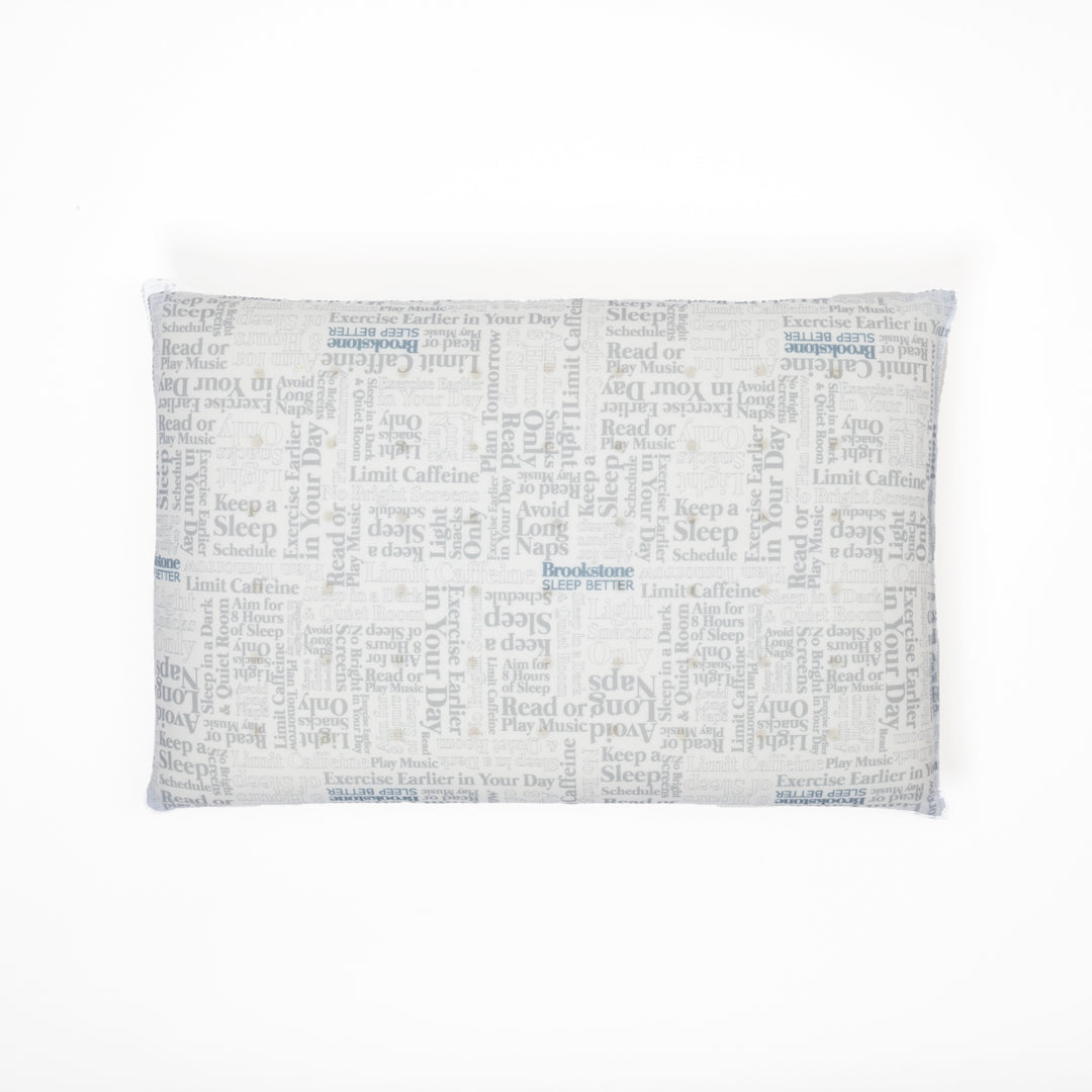 Pillowcase with text pattern on a white background