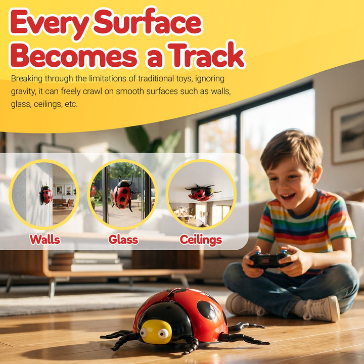 Contixo RC7 Ladybug Wall Climbing Remote Control Car for Kids, 2.4GHz RC Stunt Car Crawls on Walls, Glass & Ceilings, 360° Spins, LED Lights, Rechargeable Flying Bug Toy for Boys & Girls Ages 8+