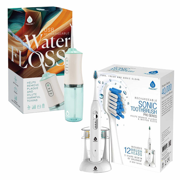 Pursonic Rechargeable Toothbrush & Water Flosser Duo with Multi-Year S ...