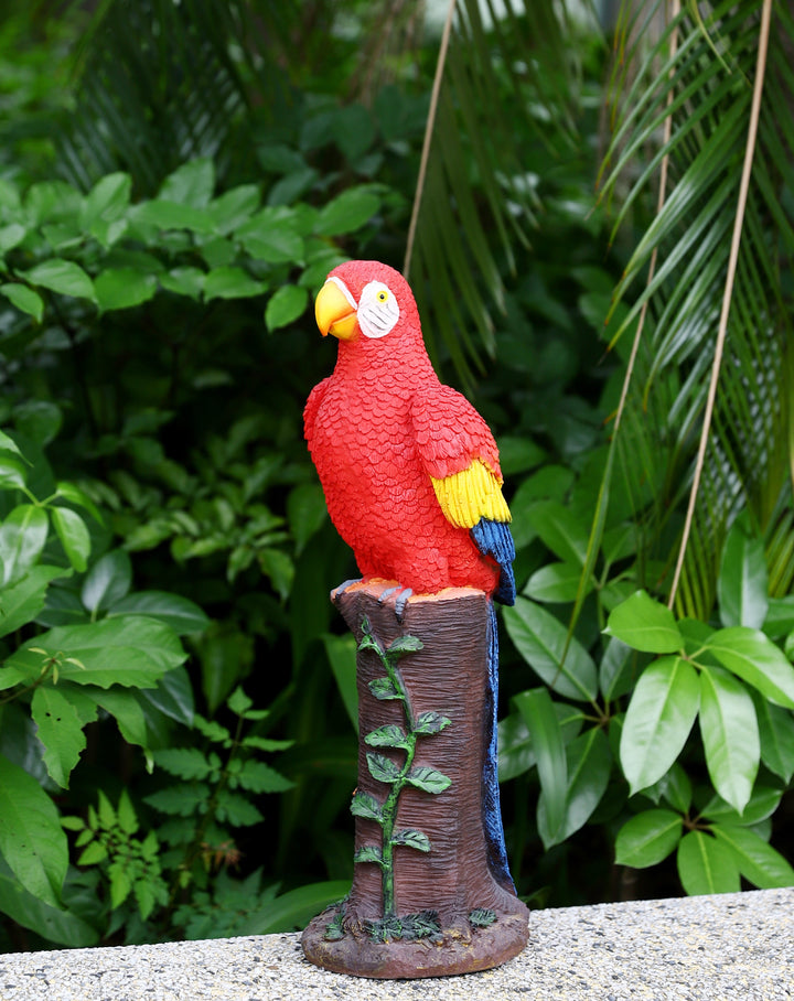 Red Parrot Statue With High-Power Solar Spotlight