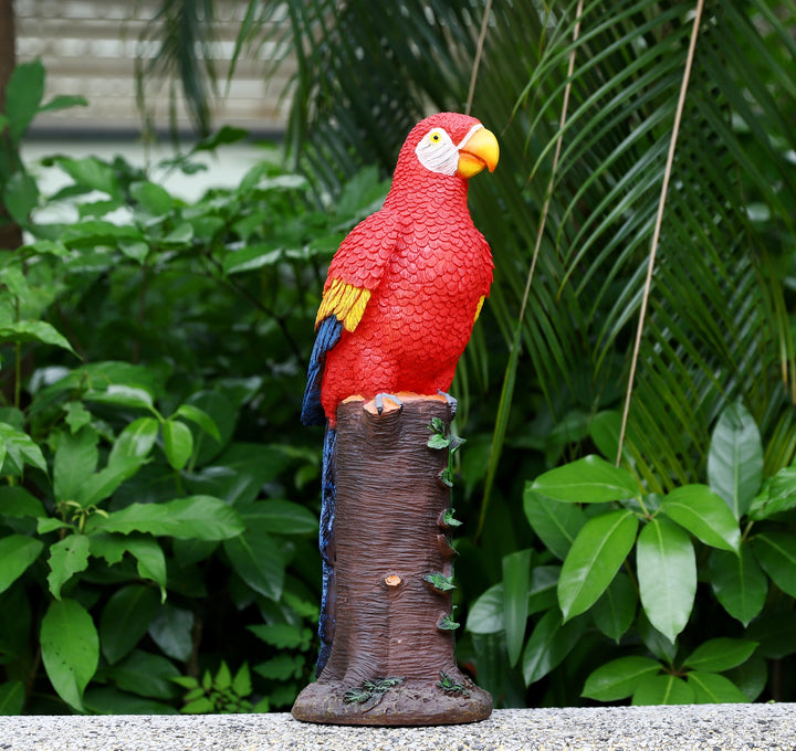 Red Parrot Statue With High-Power Solar Spotlight