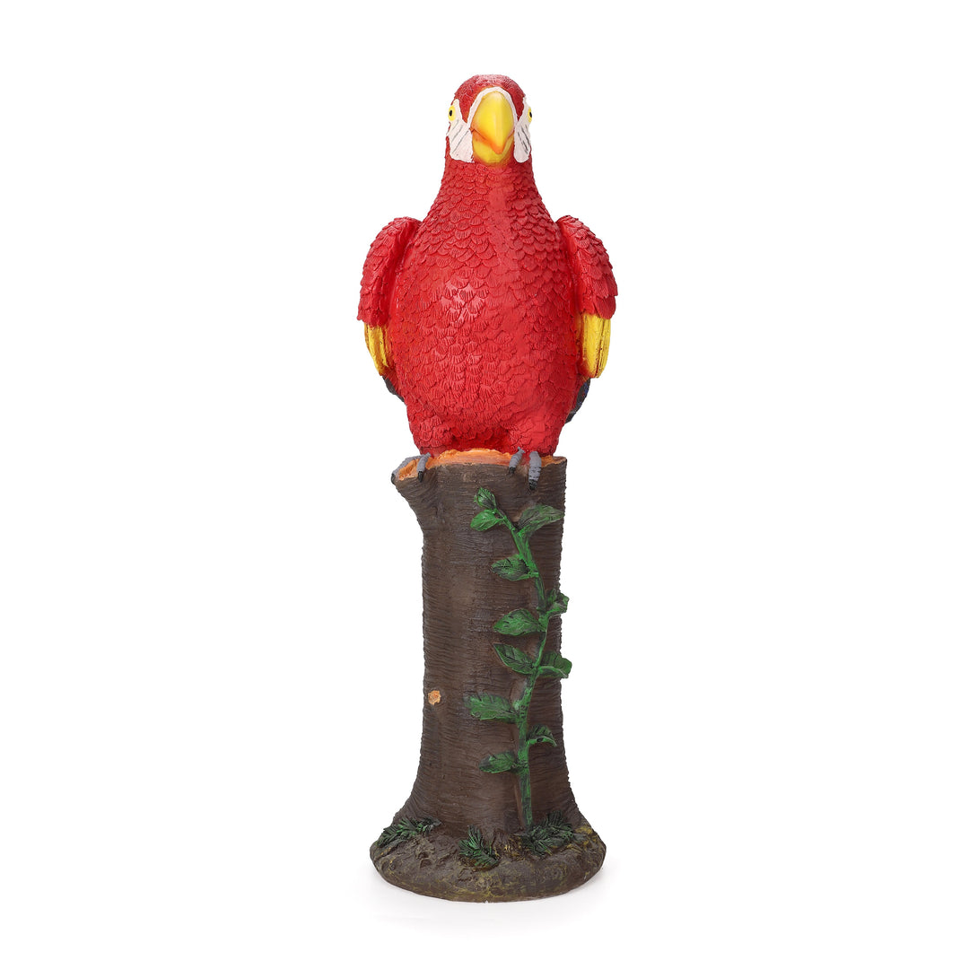 Red Parrot Statue With High-Power Solar Spotlight