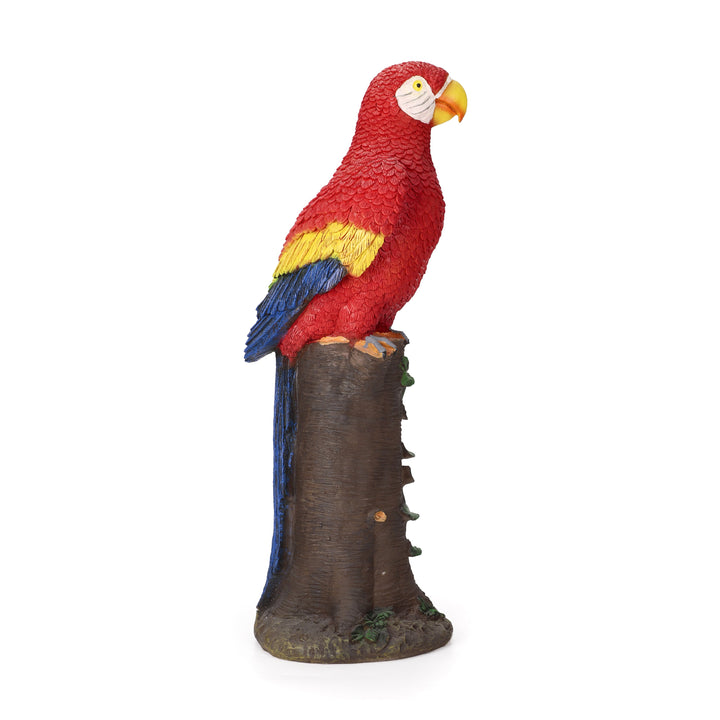 Red Parrot Statue With High-Power Solar Spotlight