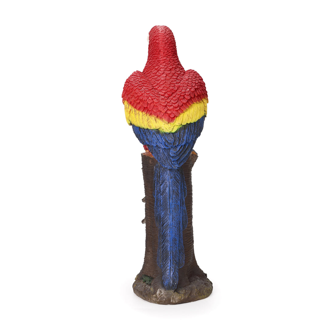 Red Parrot Statue With High-Power Solar Spotlight