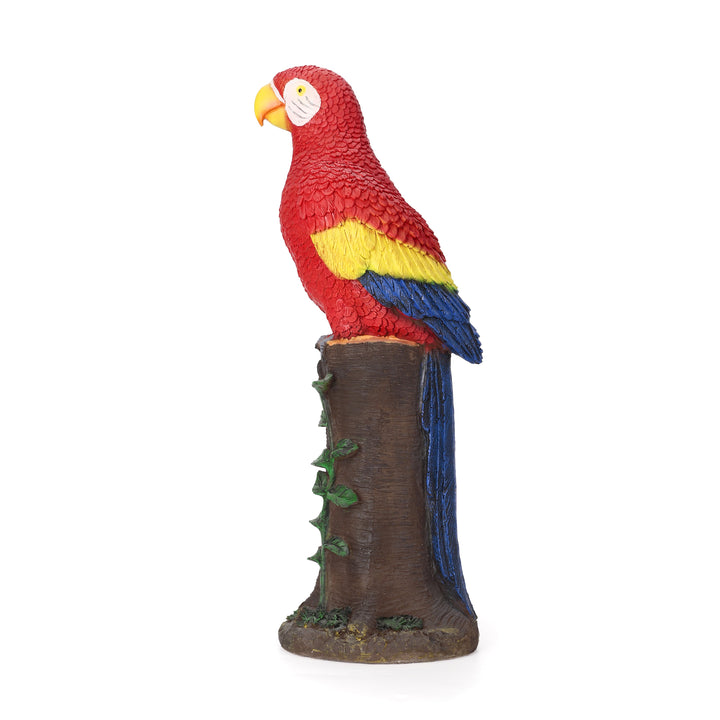 Red Parrot Statue With High-Power Solar Spotlight