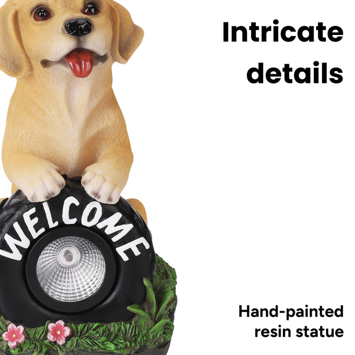 Buddy the Puppy Solar Outdoor Garden Statue With Integrated LED Light