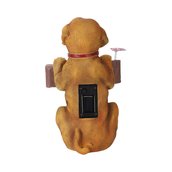Barkley the Greeting Puppy Solar Outdoor Garden Statue With Integrated LED Light