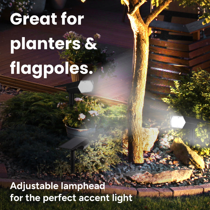 Outdoor Solar Spotlight W/ Wall-Mount & Ground-Stake