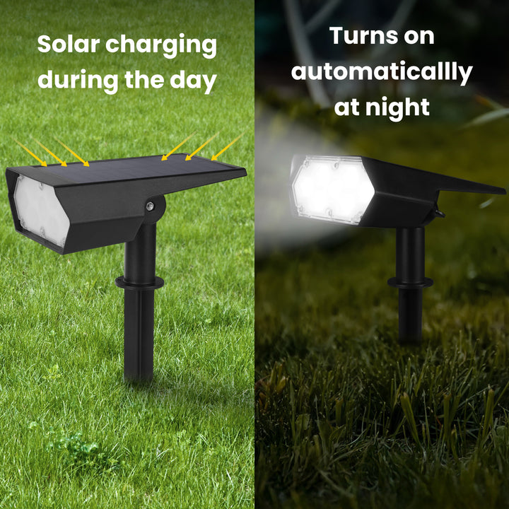 Outdoor Solar Spotlight W/ Wall-Mount & Ground-Stake