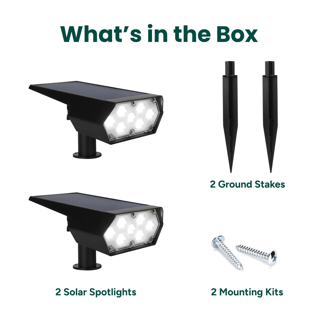 Outdoor Solar Spotlight W/ Wall-Mount & Ground-Stake