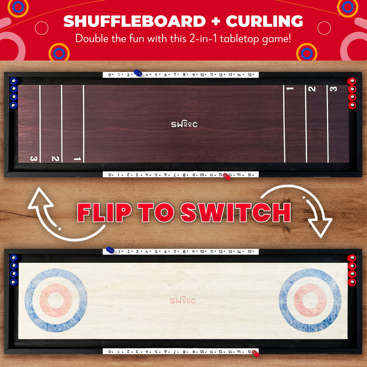 2-in-1 Shuffleboard and Curling Game