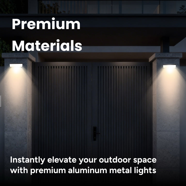 Outdoor Solar Aluminum Rounded Wall Sconce With Motion Sensor & LED Lightbar