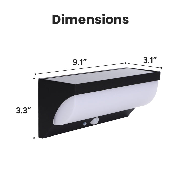 Outdoor Solar Aluminum Rounded Wall Sconce With Motion Sensor & LED Lightbar
