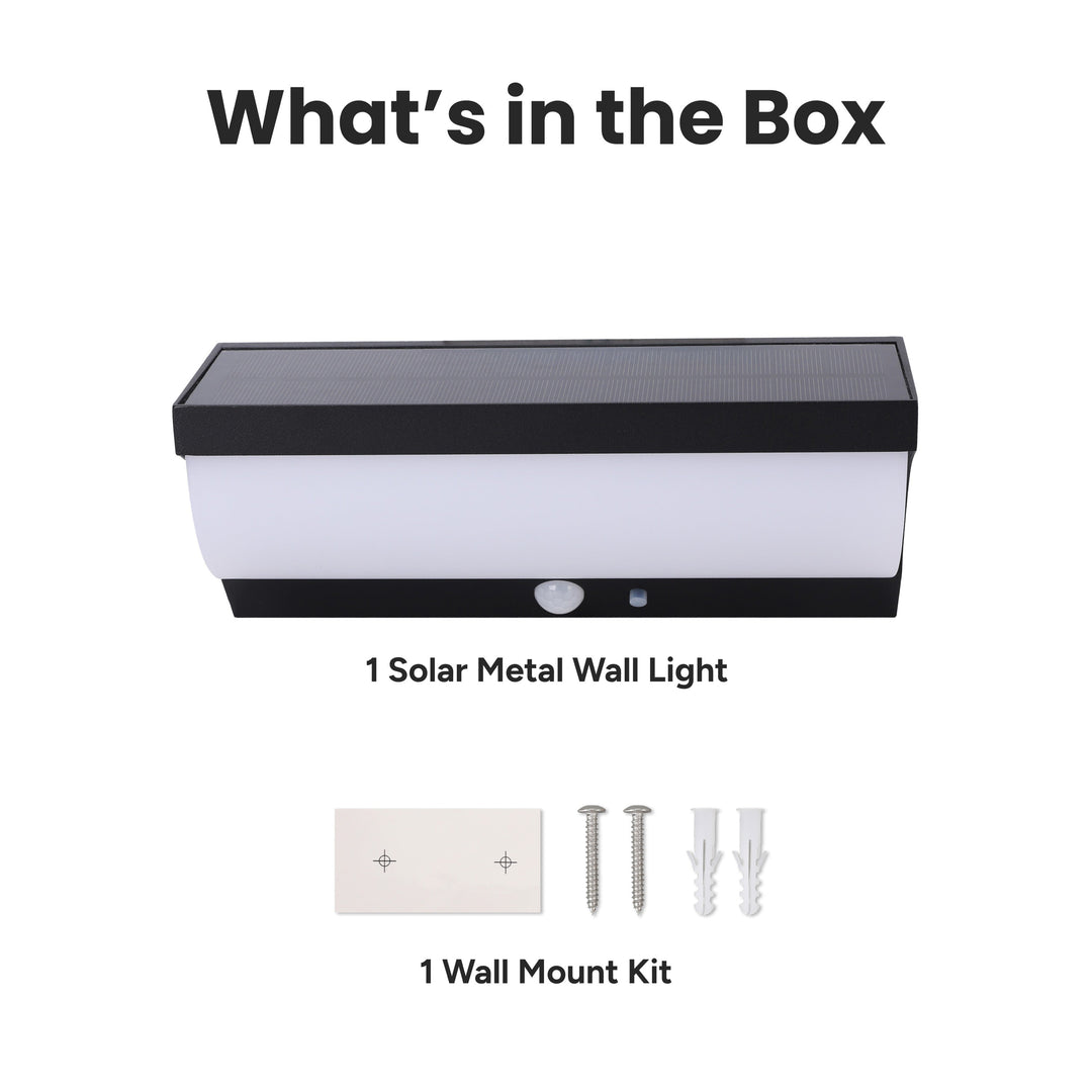 Outdoor Solar Aluminum Rounded Wall Sconce With Motion Sensor & LED Lightbar