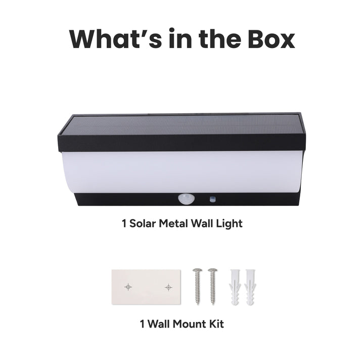 Outdoor Solar Aluminum Rounded Wall Sconce With Motion Sensor & LED Lightbar