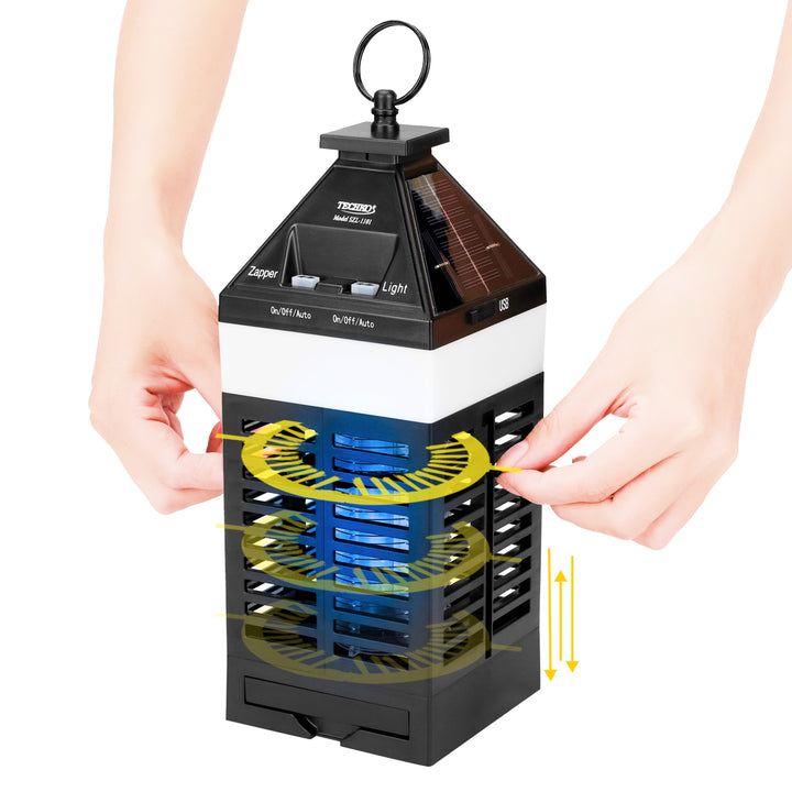 Solar Bug Zapper Lantern With 360º Easy-Clean Brush