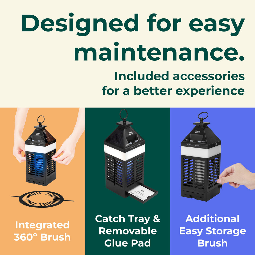 Solar Bug Zapper Lantern With 360º Easy-Clean Brush
