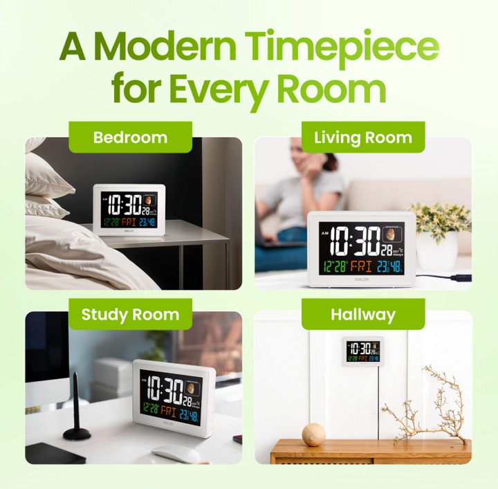 BALDR Atomic Alarm Clock – Large Digital Desk Clock with Thermometer, Humidity & Moon Phase Display