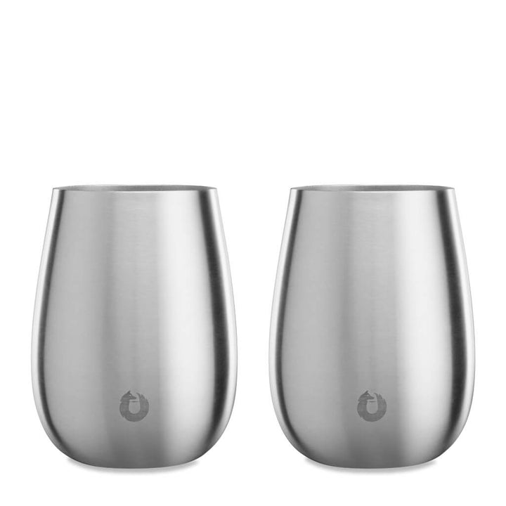Stainless Steel Grand Pinot Wine Glass, Set of 2 - Steel by Snowfox