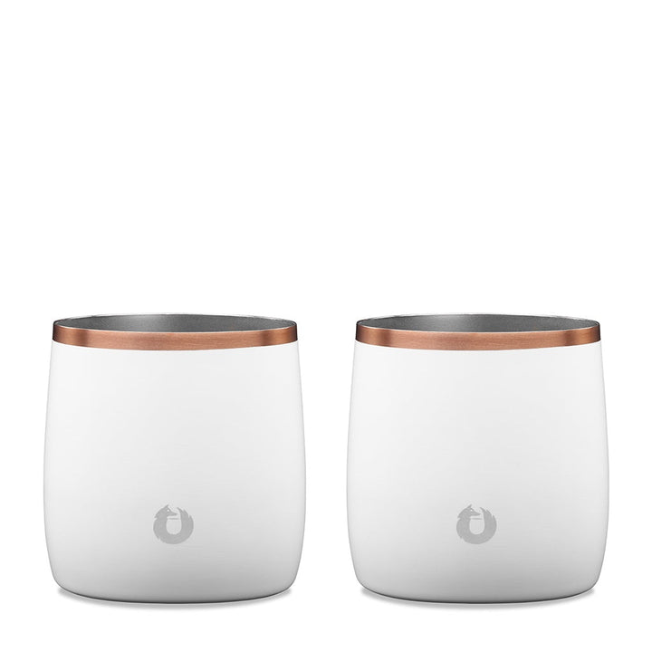 Stainless Steel Rocks Glass, Set of 2 - White by Snowfox