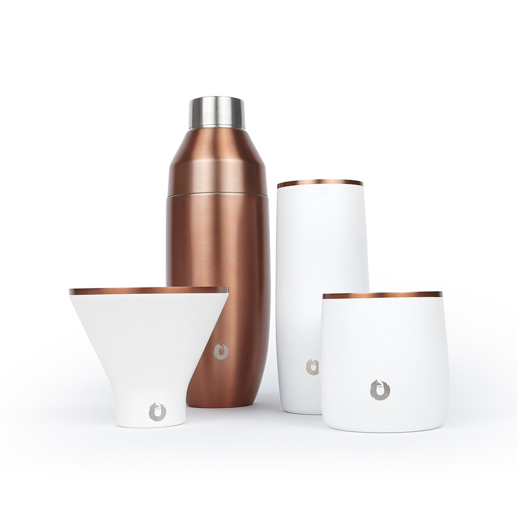 Stainless Steel Highball Cocktail Glass Set, Set of 2 - White by Snowfox