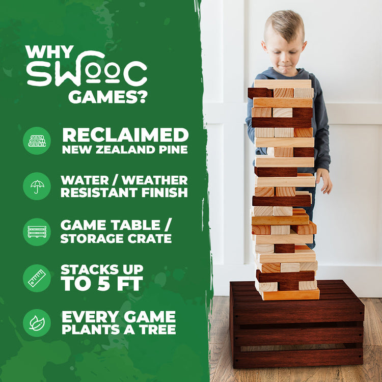 Reclaimed Wood Giant Tower Game by Swooc Games