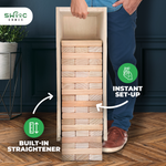 Giant Tower Game w/ Straightener, Table & Storage Box by Swooc Games