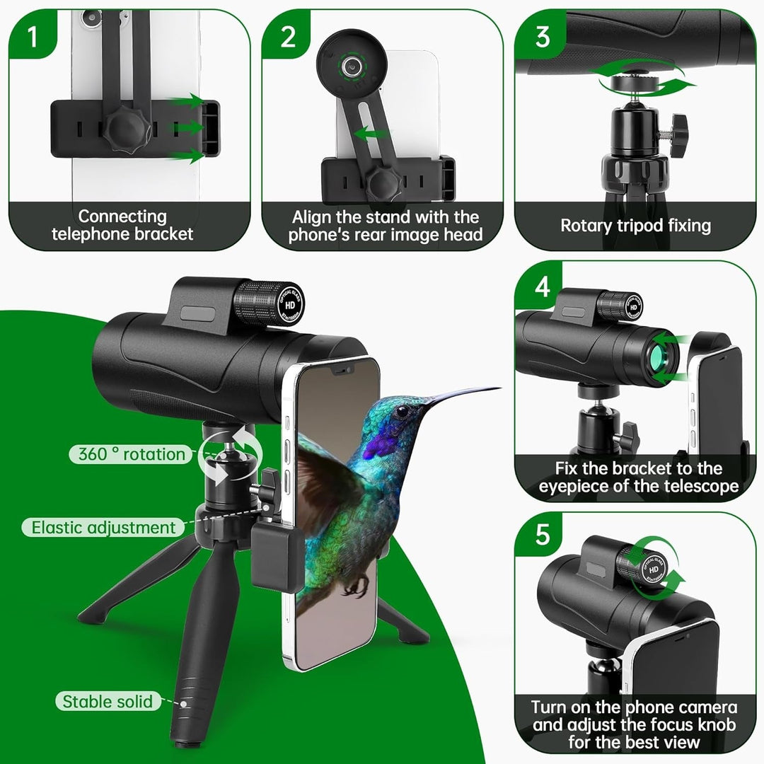 Monocular Telescope With Smartphone Holder & Tripod