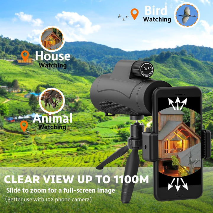 Monocular Telescope With Smartphone Holder & Tripod