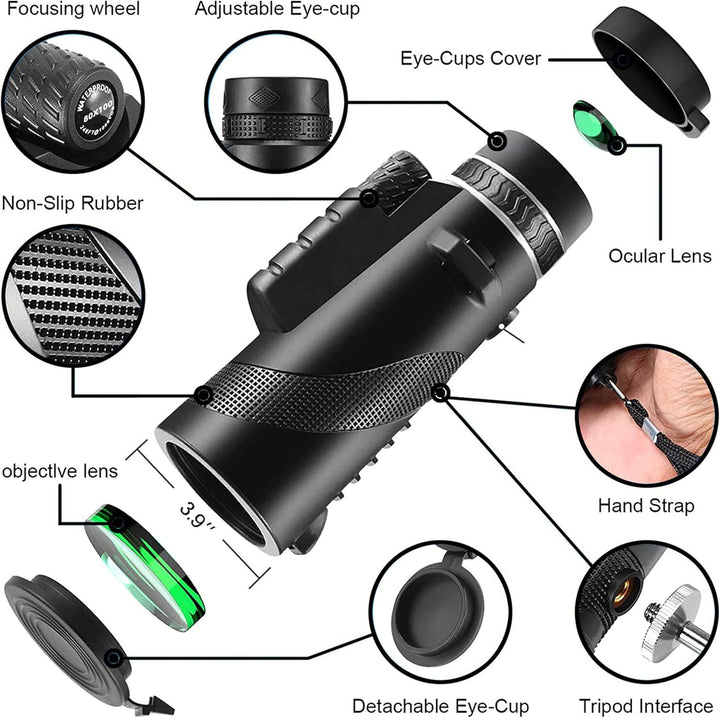 Monocular Telescope With Smartphone Holder & Tripod