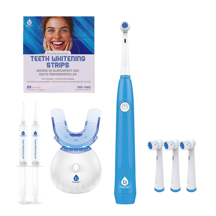 Pursonic Ultimate Teeth Whitening & Oral Care Bundle – LED Whitening Kit, Whitening Strips, & USB Rotary Toothbrush by Pursonic