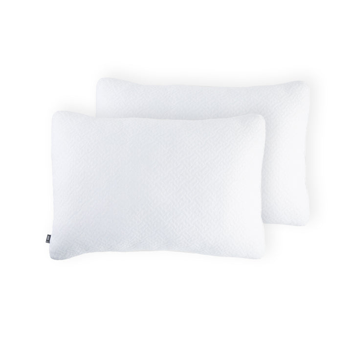 Two white pillows on a white background