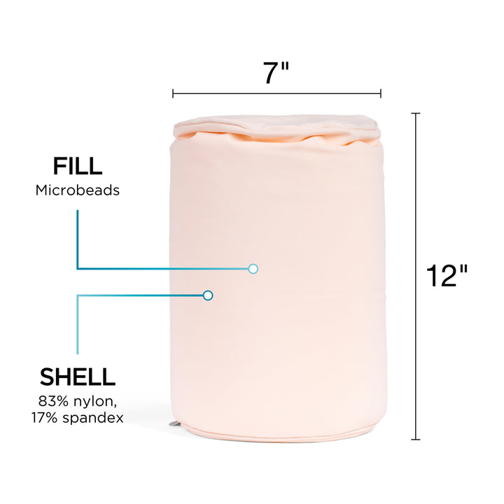 Measurement chart of a product with dimensions and material information on a white background