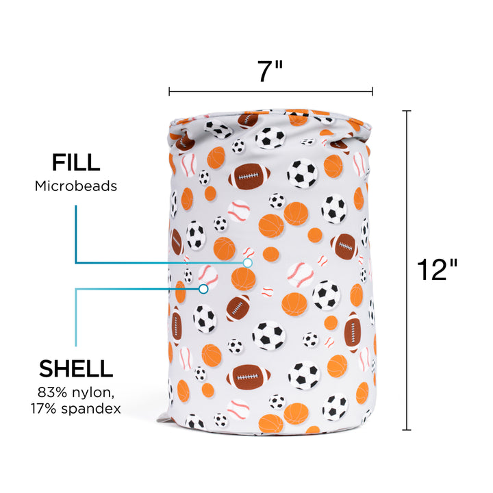 Measurement chart of a product with fill and shell details on a white background