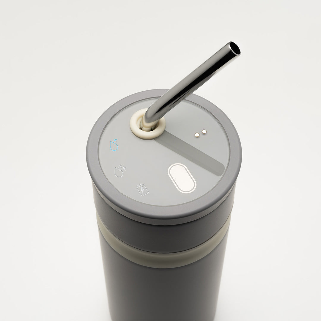 Uvio Self-Purifying Water Bottle - Elephant Gray by OHOM