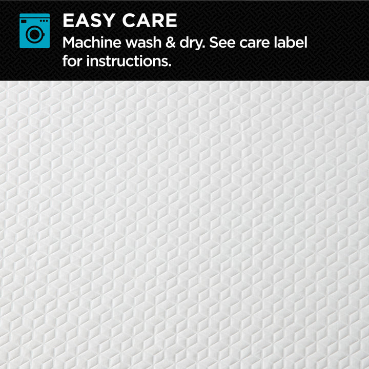 Text indicating 'Easy Care' with washing instructions on a textured white background
