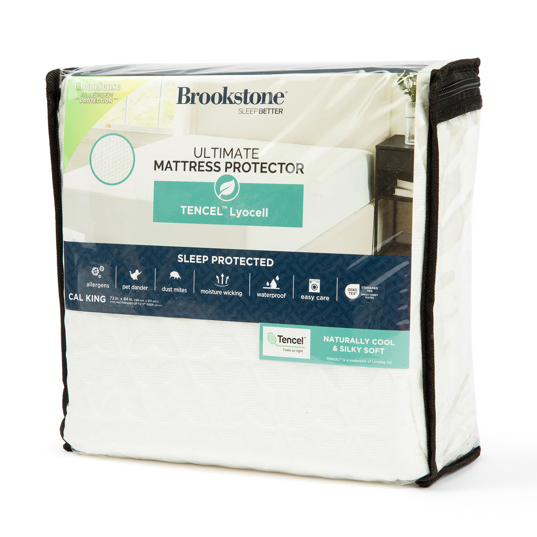 Brookstone Ultimate Mattress Protector packaging on a white background